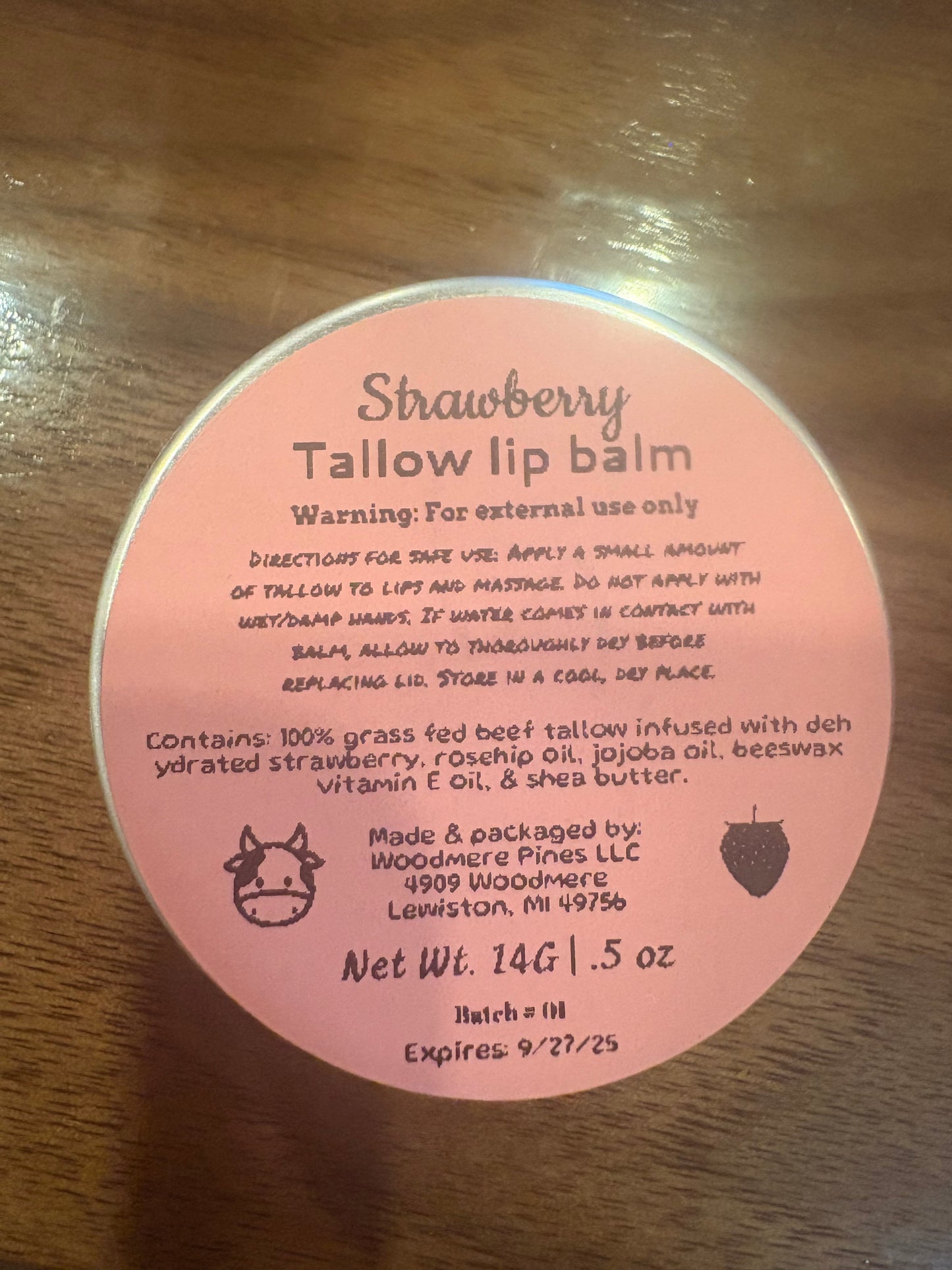 Strawberry tallow lip balm