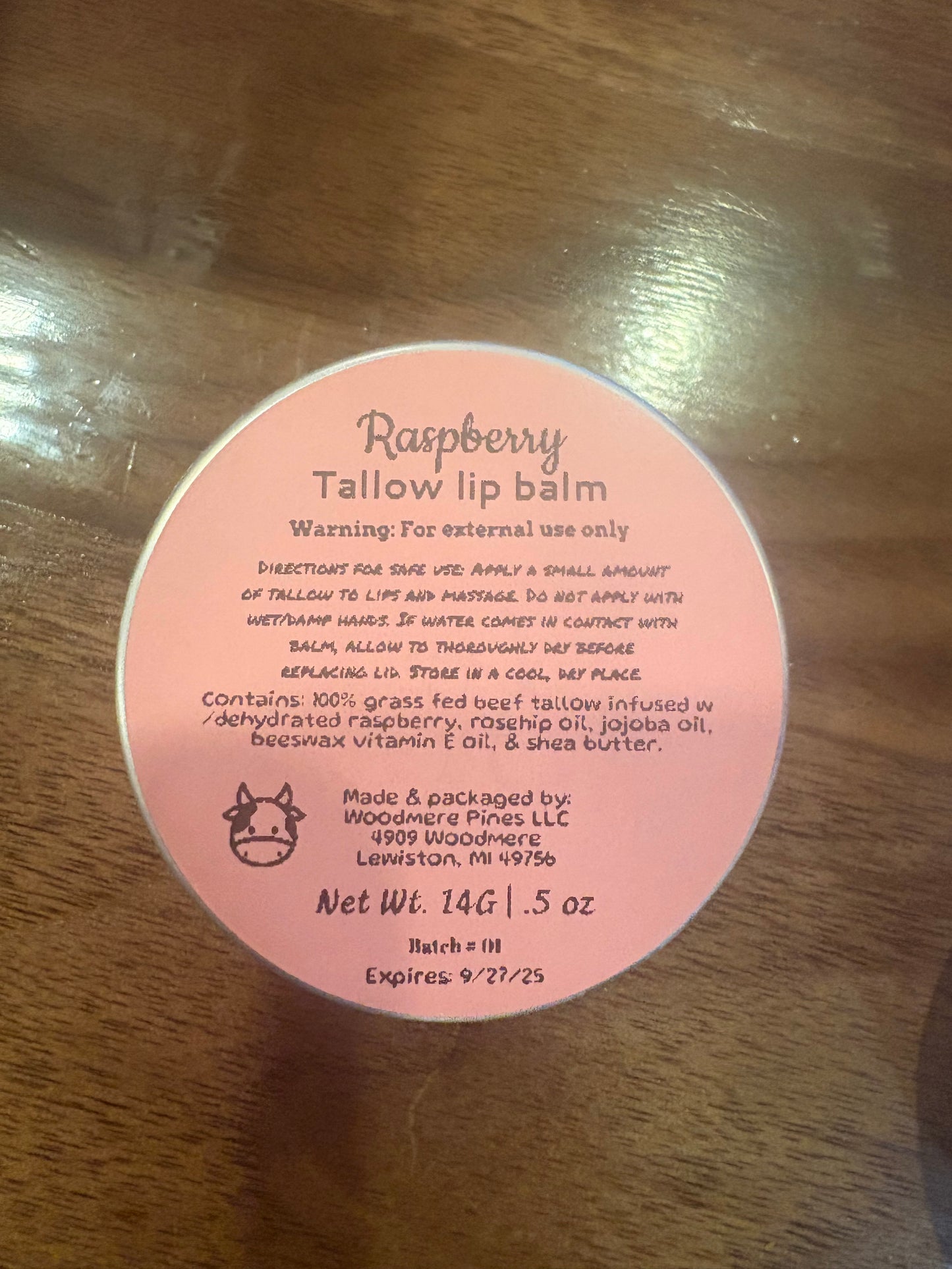 Raspberry tallow lip balm